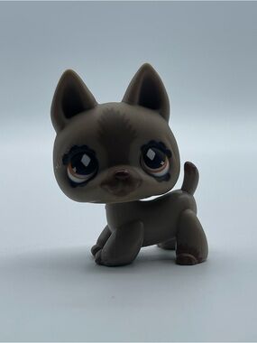 Littlest Pet Shop #491 BROWN GERMAN SHEPHERD diamond eyes 2007 Authentic LPS